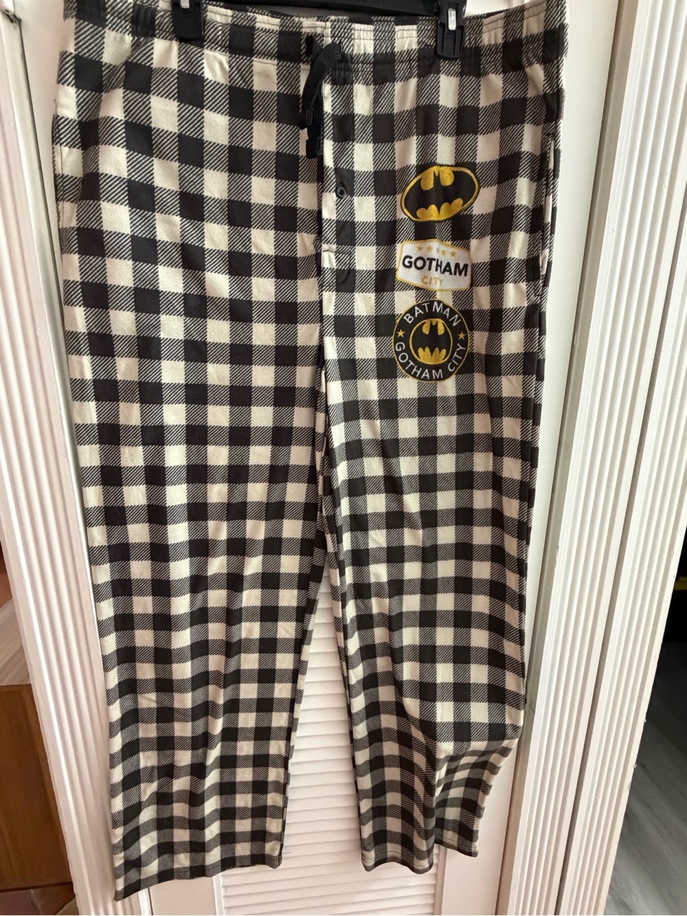 Batman Men’s Black & White Check Pajama Pants